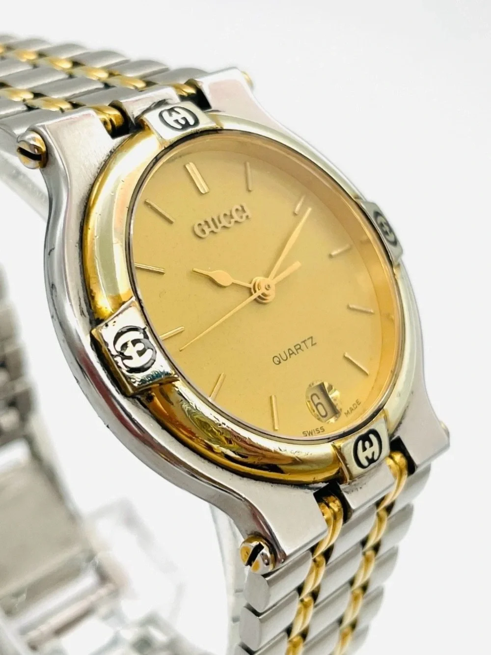 Gucci Two-Tone Stainless Steel Watch with Gold Dial